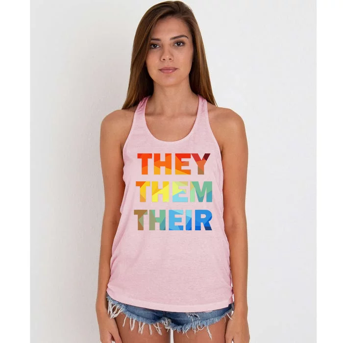 They Them Their Nb Pronoun Pride Women's Knotted Racerback Tank