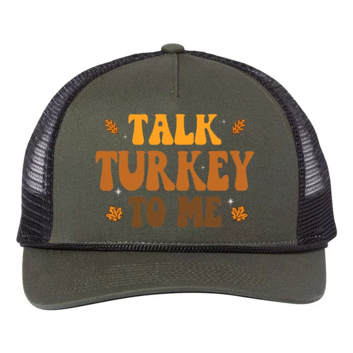 Talk Turkey To Me Groovy Thanksgiving Family Matching Premium Retro Rope Trucker Hat Cap