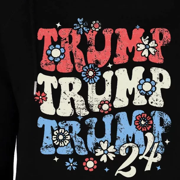 Trump Trump Trump 2024 Retro Groovy Design Womens Funnel Neck Pullover Hood