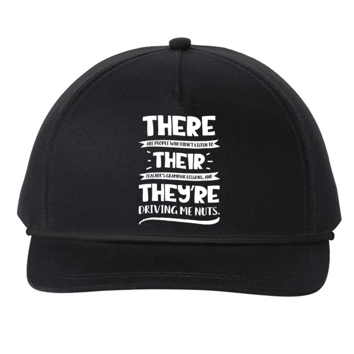 There Their They're Cool Gift English Grammar Funny Teacher Gift Snapback Five-Panel Rope Hat