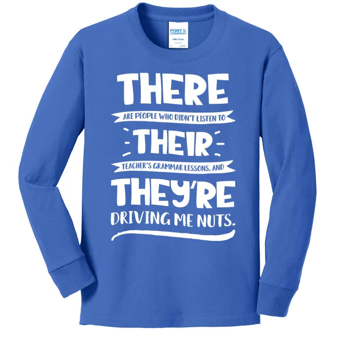 There Their They're Cool Gift English Grammar Funny Teacher Gift Kids Long Sleeve Shirt