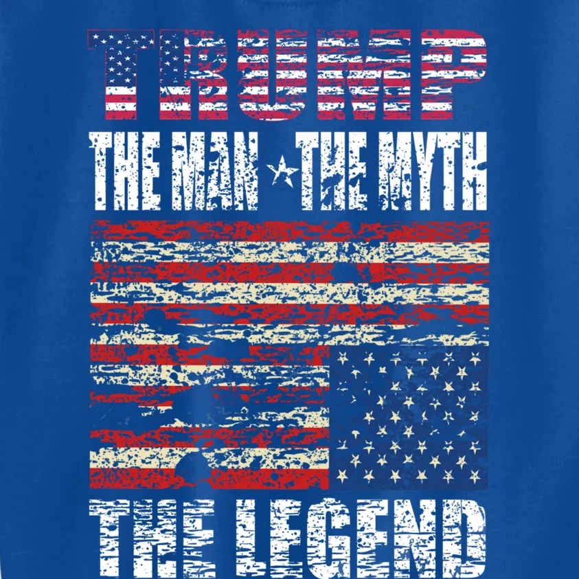 Trump The The Myth The Legend Distressed Usa Trump Flags Funny Gift Kids Sweatshirt