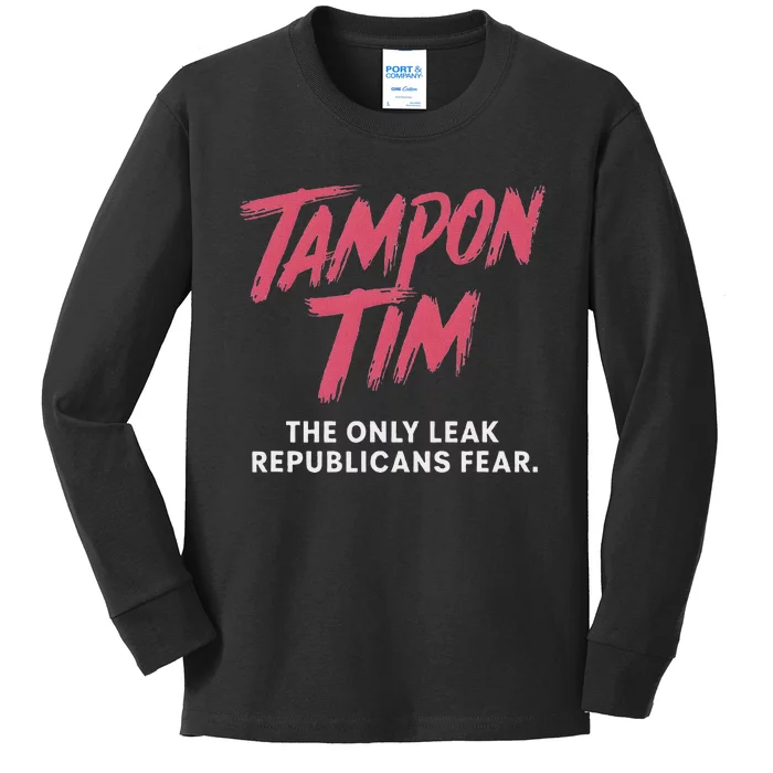 Tampontim Tampon Tim Funny KamalaS Vice President Tim Walz Kids Long Sleeve Shirt