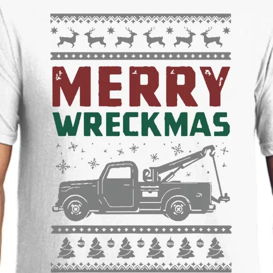 Tow Truck Ugly Christmas Sweater Merry Xmas Towing Pajama Set