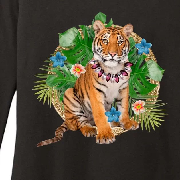 Tropical Tiger Vacation Womens CVC Long Sleeve Shirt