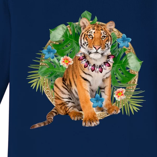 Tropical Tiger Vacation Baby Long Sleeve Bodysuit