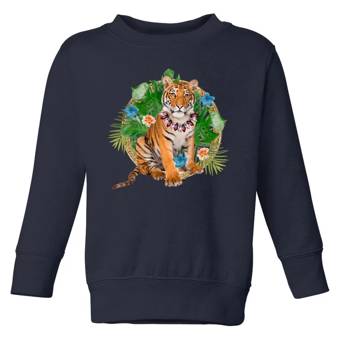 Tropical Tiger Vacation Toddler Sweatshirt