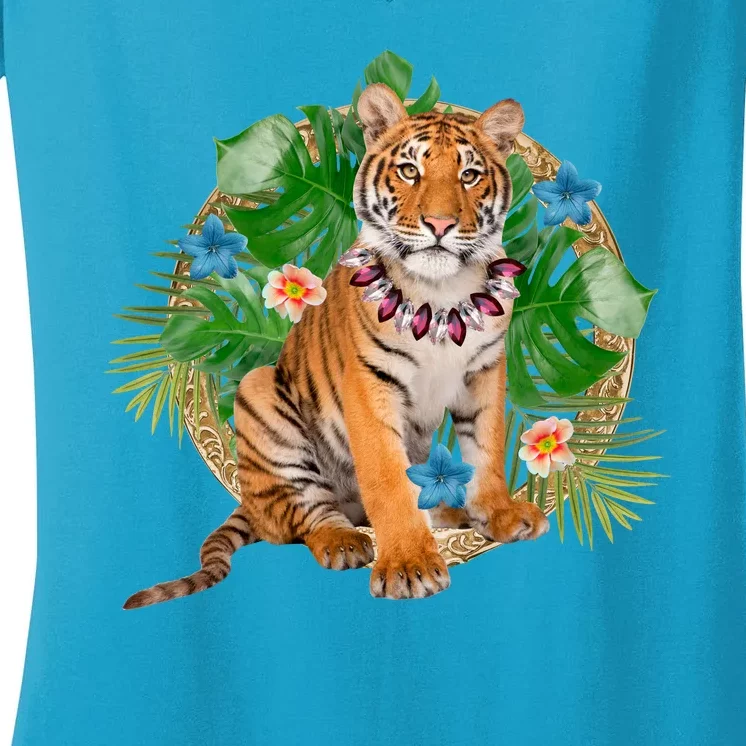 Tropical Tiger Vacation Women's V-Neck T-Shirt