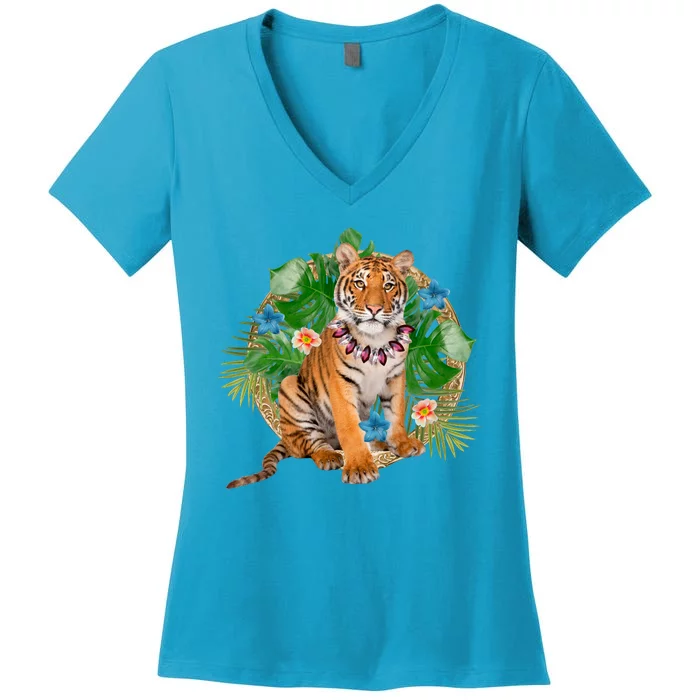 Tropical Tiger Vacation Women's V-Neck T-Shirt