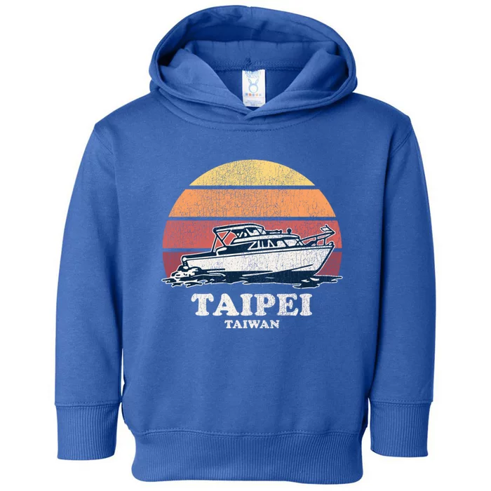 Taipei Taiwan Vintage Boating 70s Retro Boat Design Gift Toddler Hoodie