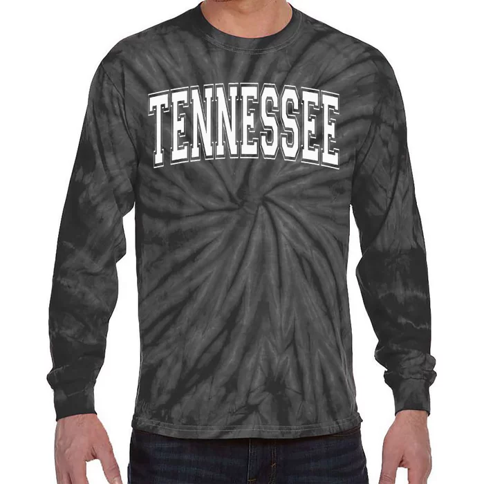 Tennessee Tn Vintage Style White Text Tie-Dye Long Sleeve Shirt