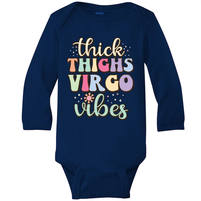 Thick Thighs Virgo Vibes August September Birthday Virgo Meaningful Gift Baby Long Sleeve Bodysuit