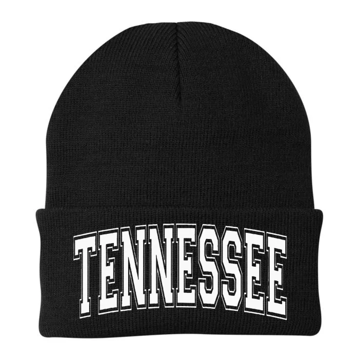 Tennessee Tn Vintage Style White Text Knit Cap Winter Beanie