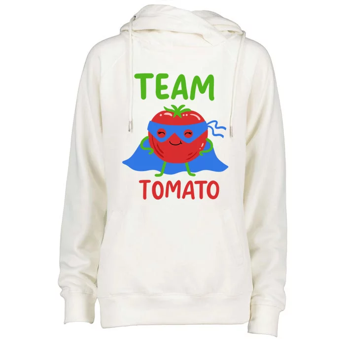 Team Tomato Vegan Power Superhero Veggie Vegetables Lover Meaningful Gift Womens Funnel Neck Pullover Hood