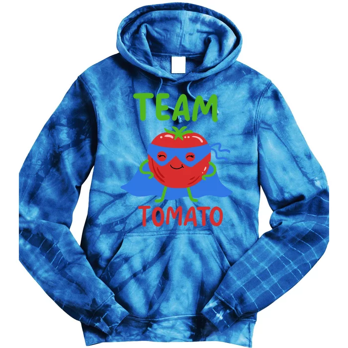 Team Tomato Vegan Power Superhero Veggie Vegetables Lover Meaningful Gift Tie Dye Hoodie