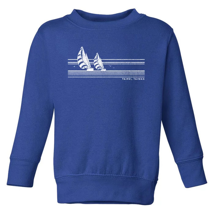 Taipei Taiwan Vintage Sailing 70s Nautical Sailboat Gift Toddler Sweatshirt