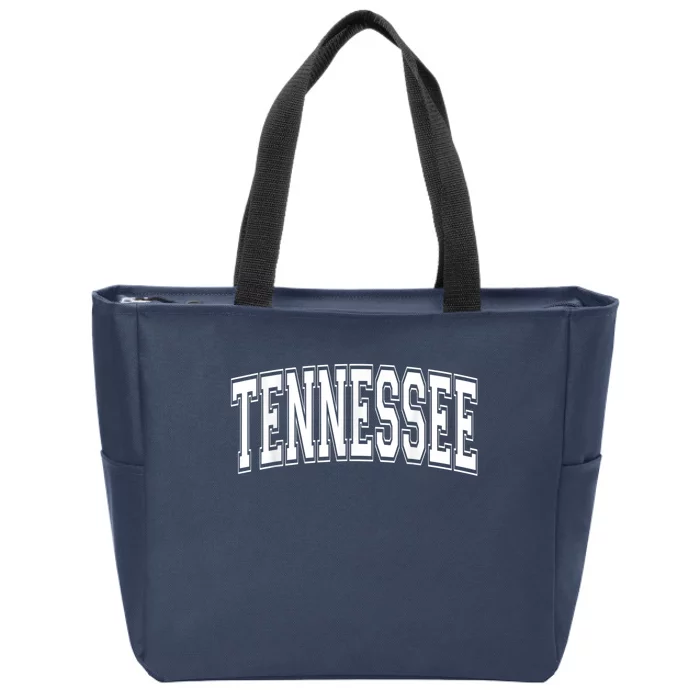 Tennessee TN Vintage Style White Text Zip Tote Bag