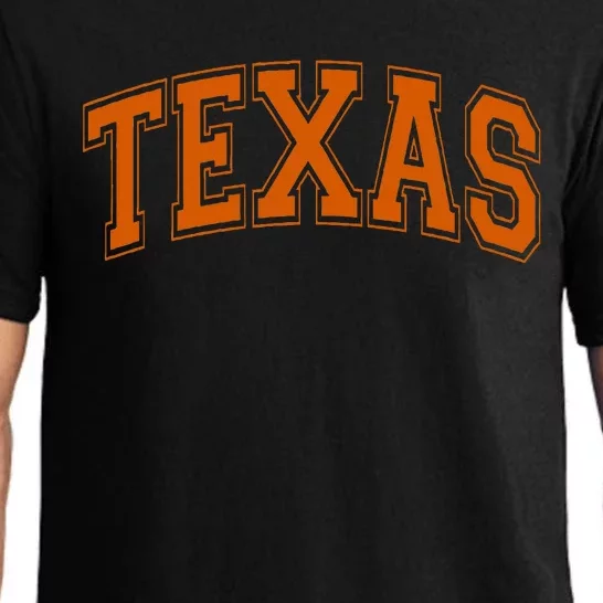 Texas Tx Varsity Style Orange Text Pajama Set