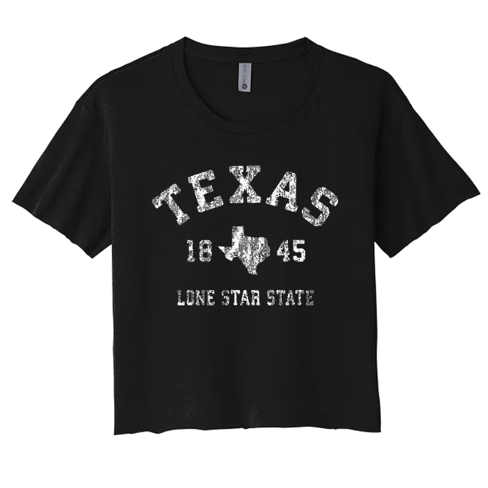 Texas TX Vintage Sports Design Texan Women's Crop Top Tee