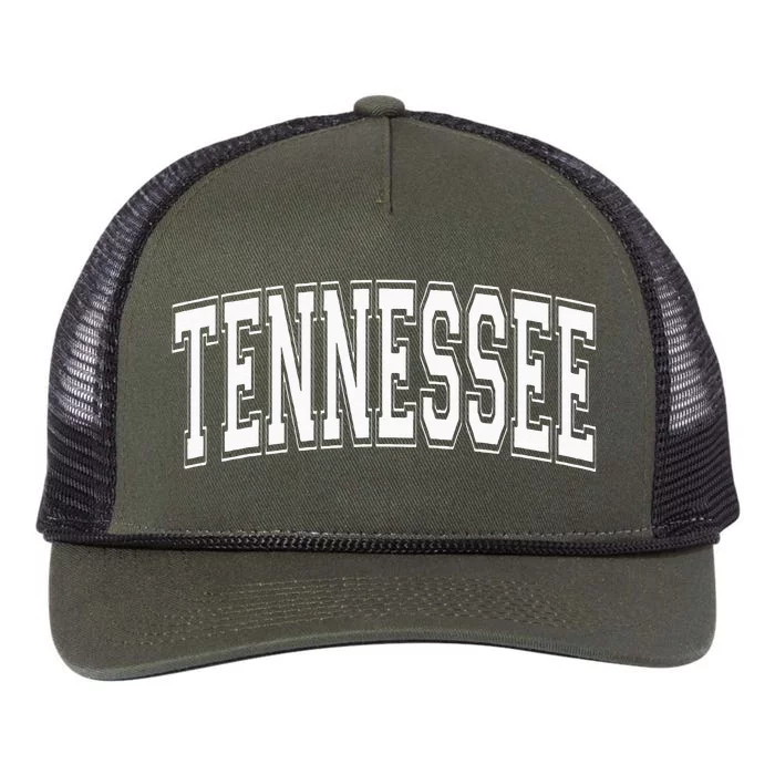 Tennessee TN Vintage Style White Text Retro Rope Trucker Hat Cap