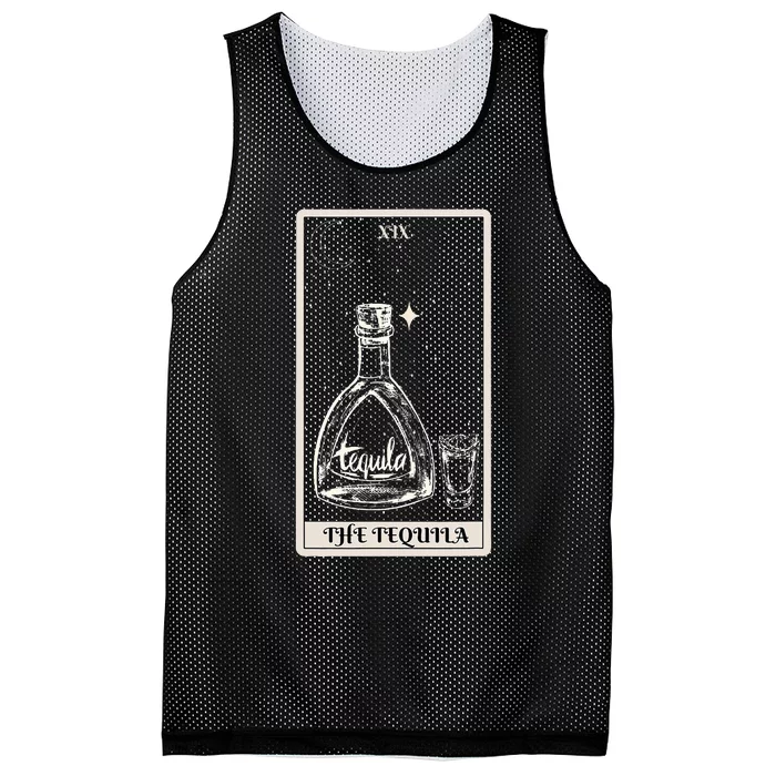 The Tequila Vintage Tarot Card Funny Tequila Party Lover Mesh Reversible Basketball Jersey Tank