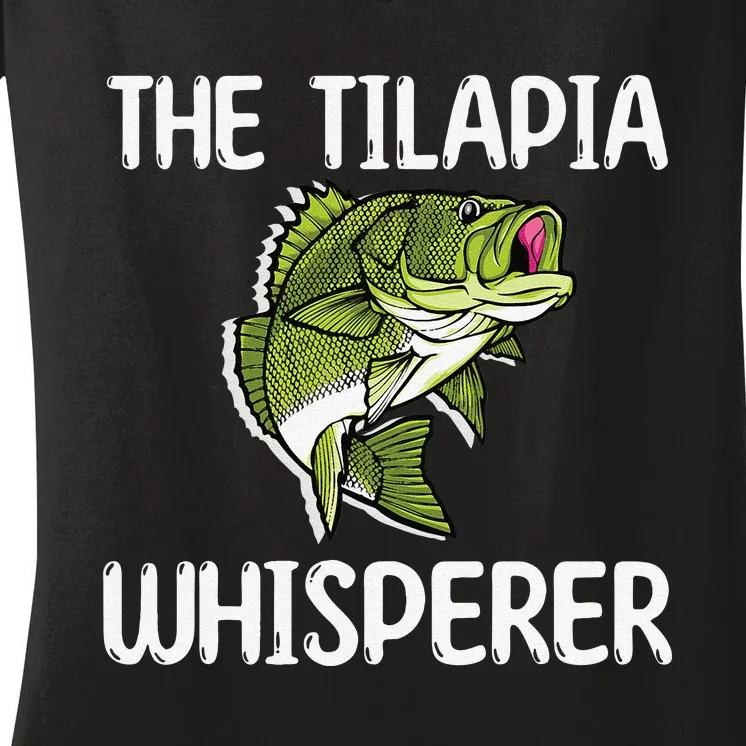 The Tilapia Whisperer Fish Outfit Love Freshwater Fishing Women's V-Neck T-Shirt