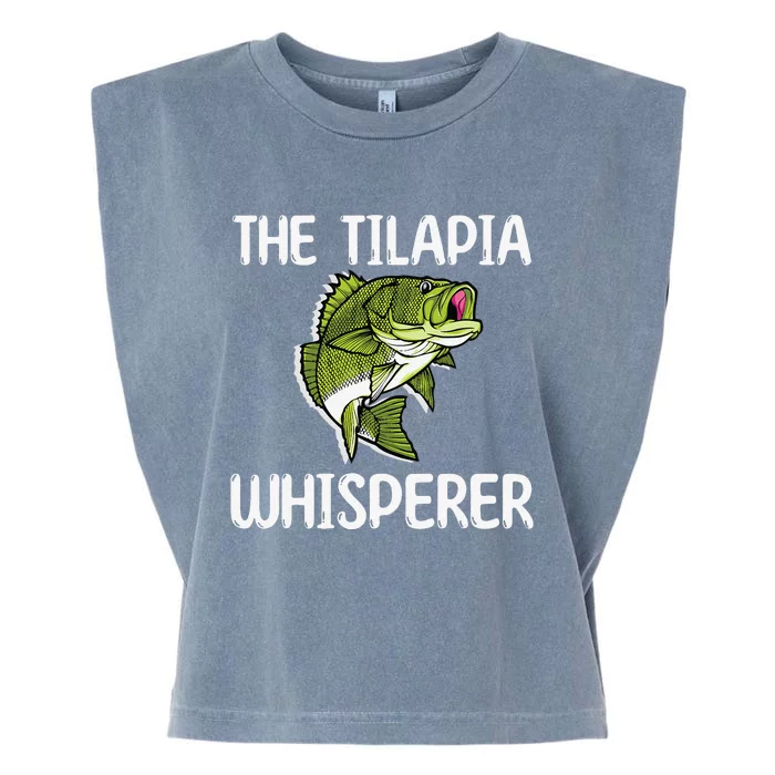 The Tilapia Whisperer Fish Outfit Love Freshwater Fishing Garment-Dyed Women's Muscle Tee