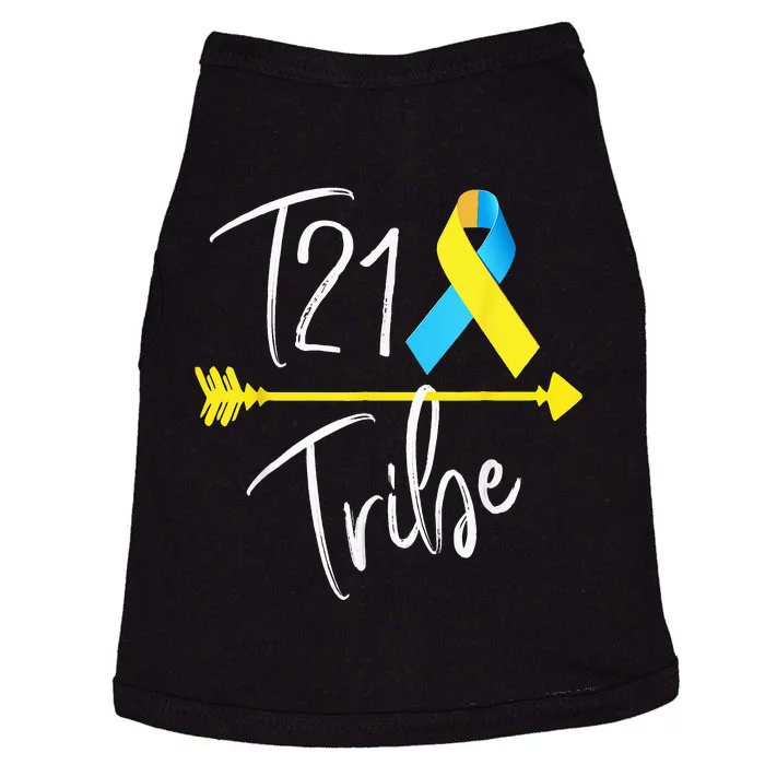 T21 Tribe World Down Syndrome Awareness Day Blue Yellow Doggie Tank