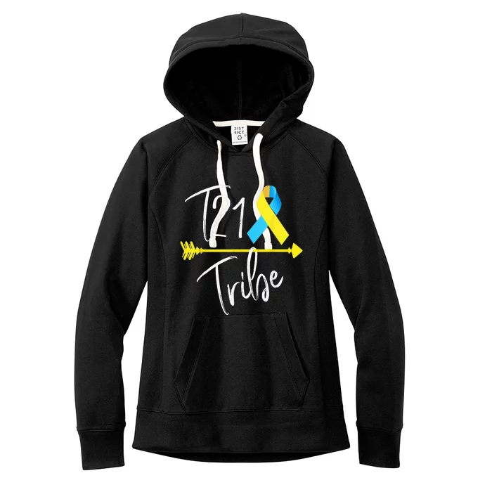 T21 Tribe World Down Syndrome Awareness Day Blue Yellow Women's Fleece Hoodie