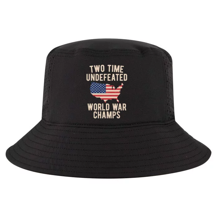 Two Time WW1 WW2 American Flag Champions Cool Comfort Performance Bucket Hat