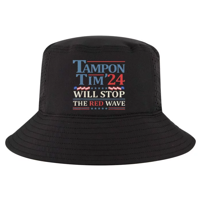 Tampon Tim Will Stop The Red Wave Funny Vote Harris Walz Cool Comfort Performance Bucket Hat