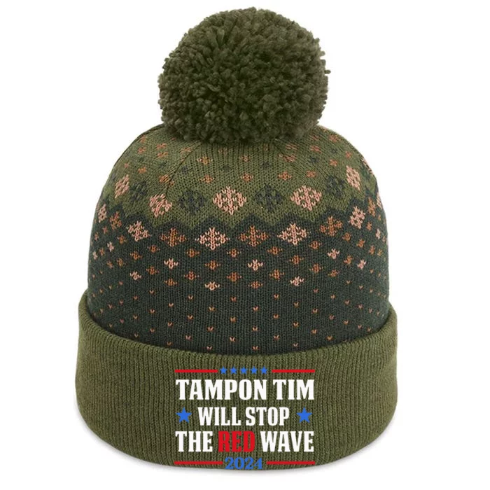 Tampon Tim Will Stop The Wave Funny Political Harris Walz The Baniff Cuffed Pom Beanie