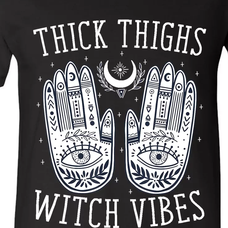 Thick Thighs Witch Vibes Halloween V-Neck T-Shirt