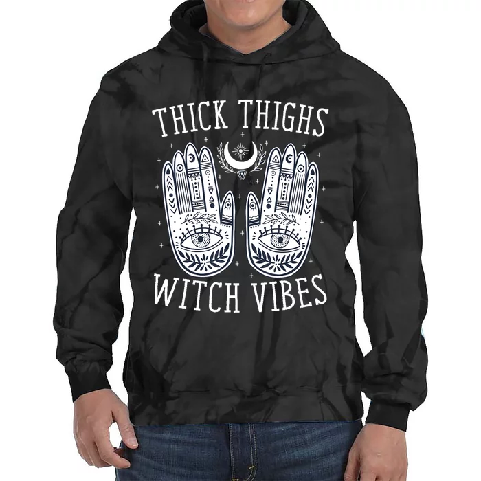 Thick Thighs Witch Vibes Halloween Tie Dye Hoodie