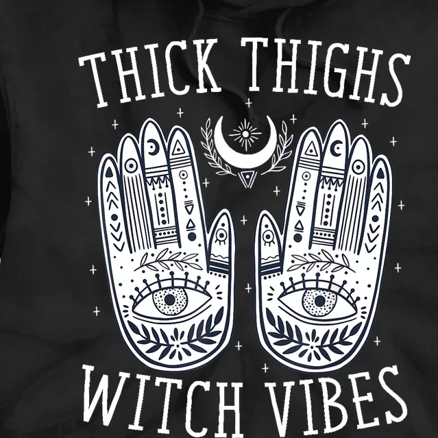 Thick Thighs Witch Vibes Halloween Tie Dye Hoodie