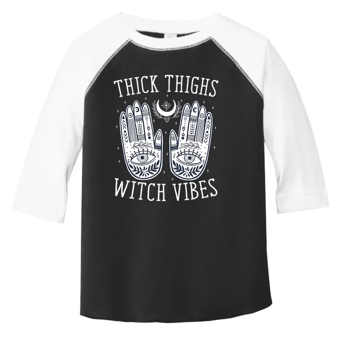 Thick Thighs Witch Vibes Halloween Toddler Fine Jersey T-Shirt