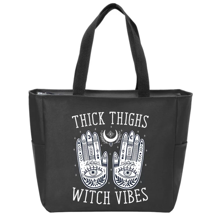 Thick Thighs Witch Vibes Halloween Zip Tote Bag