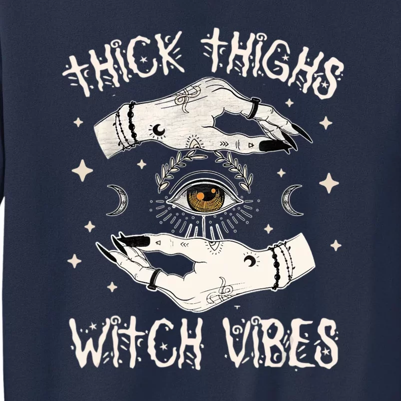 Thick Thighs Witch Vibes Halloween Moon Witches Tattoo Sweatshirt