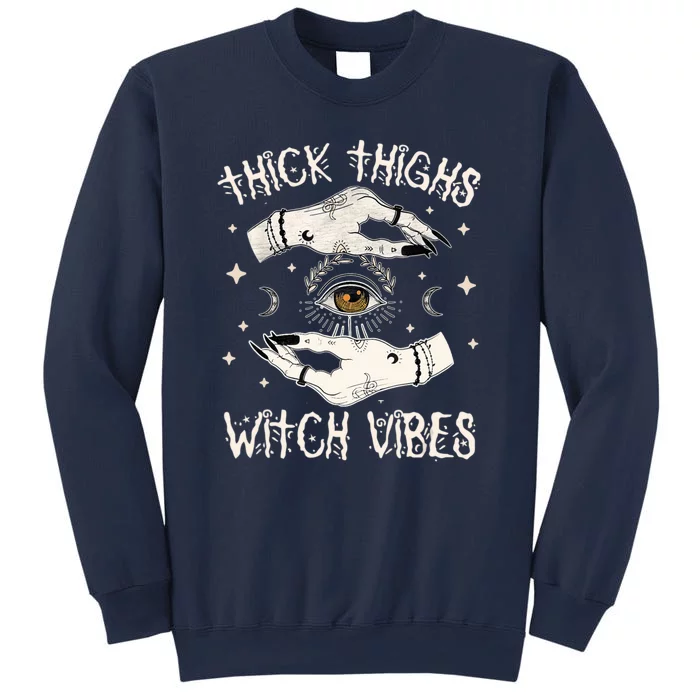 Thick Thighs Witch Vibes Halloween Moon Witches Tattoo Sweatshirt