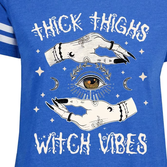 Thick Thighs Witch Vibes Halloween Moon Witches Tattoo Enza Ladies Jersey Football T-Shirt