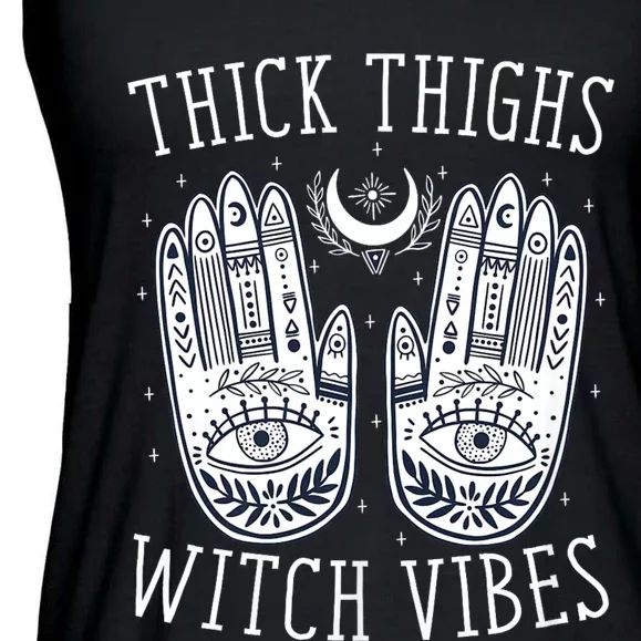 Thick Thighs Witch Vibes Halloween Witch Spooky Witch Halloween Costume Ladies Essential Flowy Tank