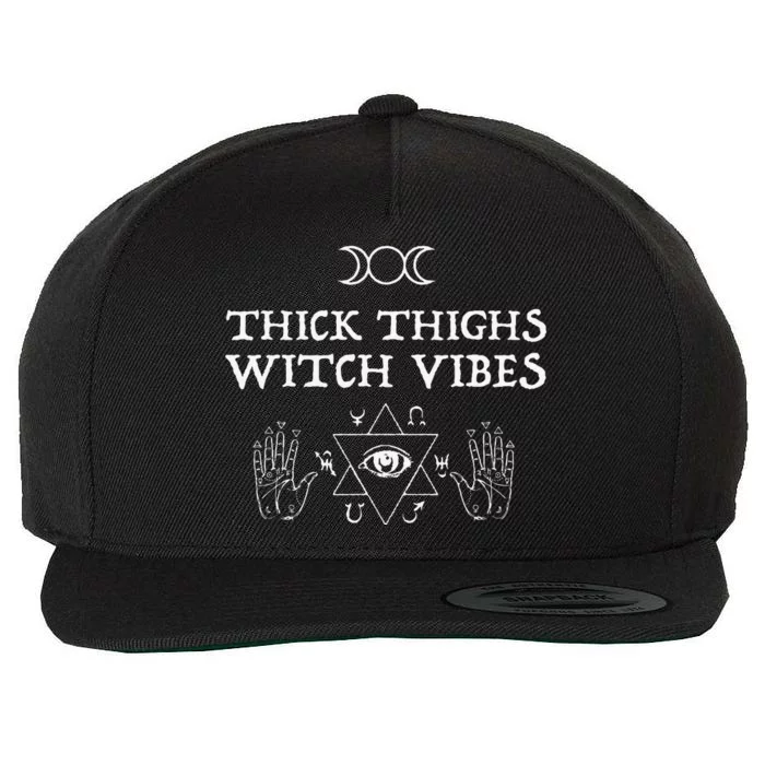 Thick Thighs Witch Vibes Witchy Halloween Wool Snapback Cap