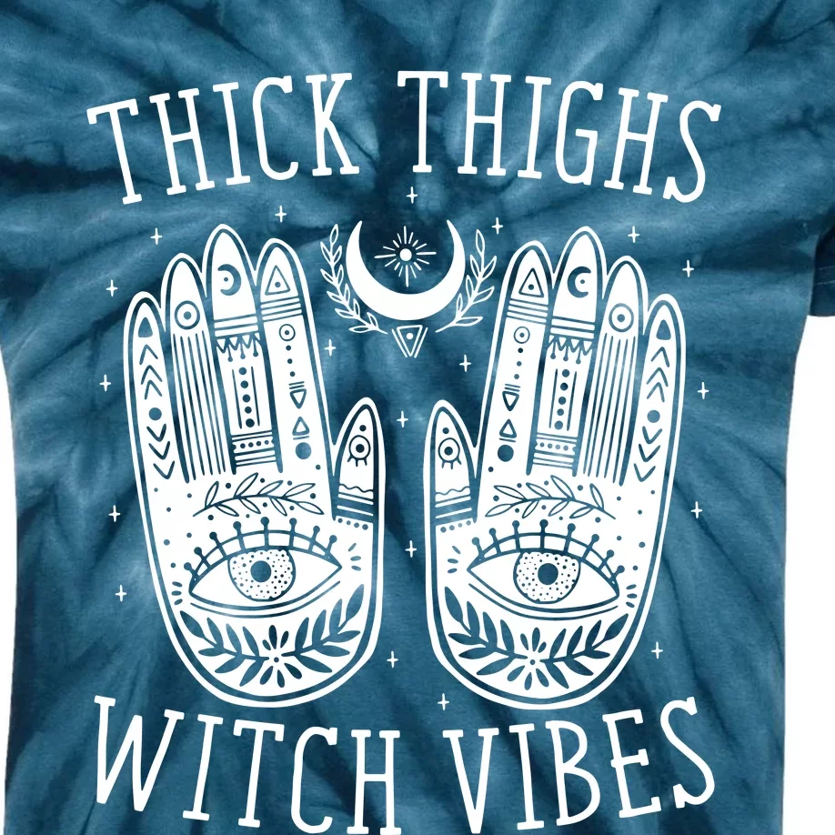 Thick Thighs Witch Vibes Kids Tie-Dye T-Shirt