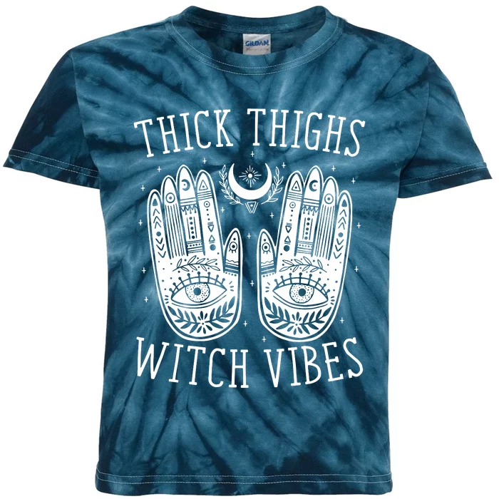 Thick Thighs Witch Vibes Kids Tie-Dye T-Shirt