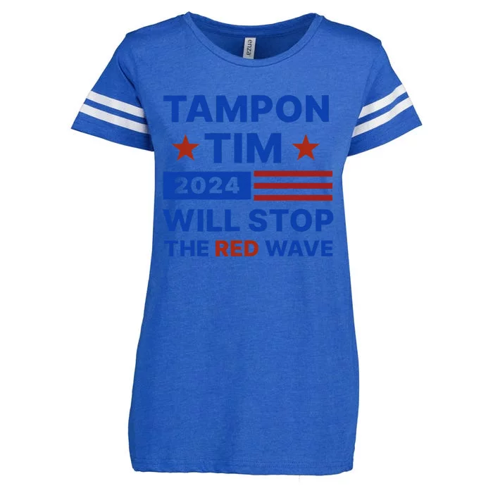 Tampon Tim Will Stop The Red Wave Stars Stripes Harris Walz Enza Ladies Jersey Football T-Shirt