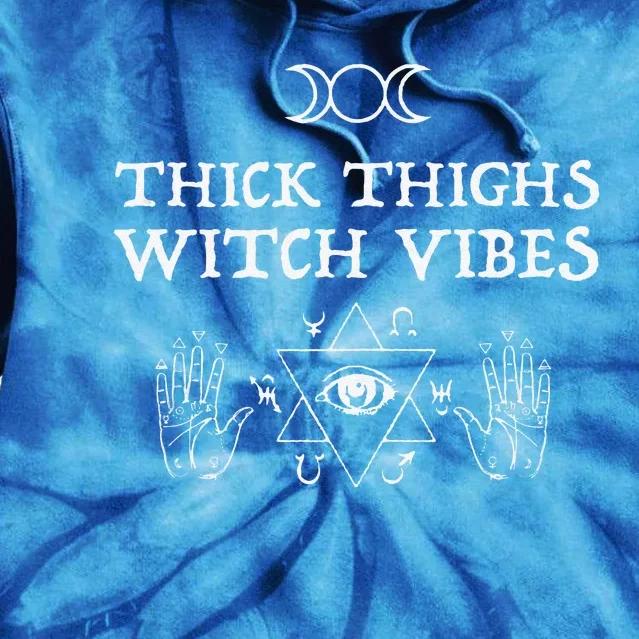 Thick Thighs Witch Vibes Witchy Halloween Tie Dye Hoodie