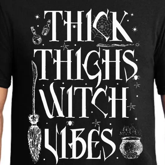 Thick Thighs Witch Vibes Funny Halloween Pajama Set