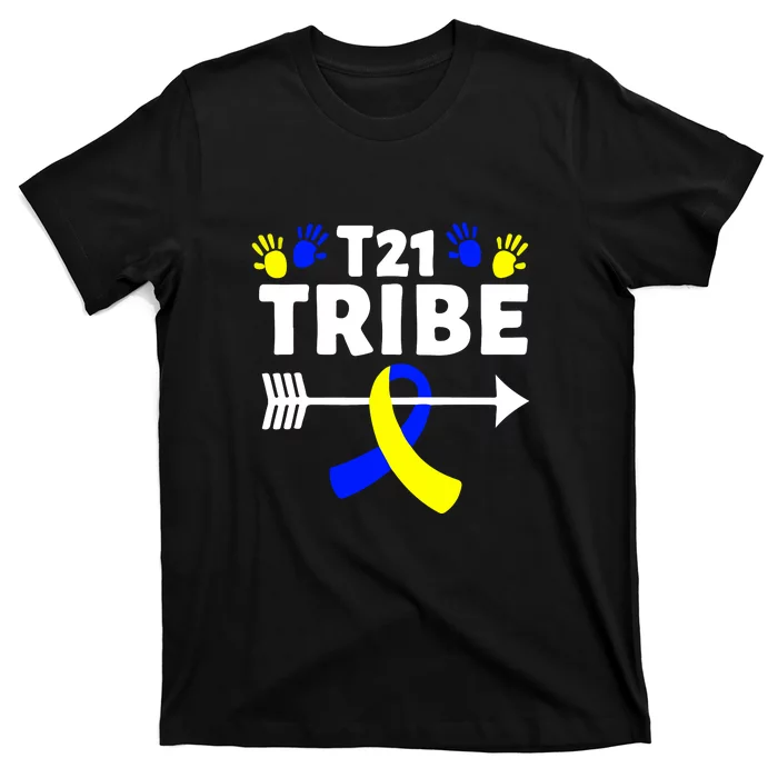 T21 Tribe World Down Syndrome Awareness Day Blue Yellow Gift T-Shirt