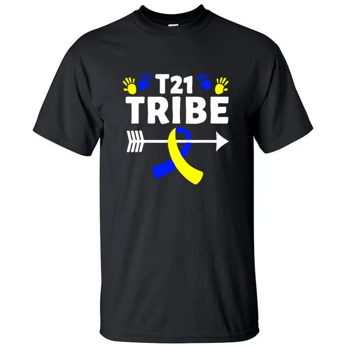 T21 Tribe World Down Syndrome Awareness Day Blue Yellow Gift Tall T-Shirt