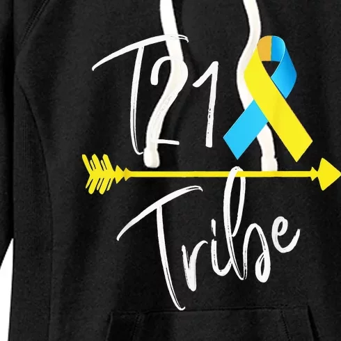 T21 Tribe World Down Syndrome Awareness Day Blue Yellow Women's Fleece Hoodie